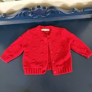 Hope & Henry Red Knit Bobby Cardigan Size 6-12 Months